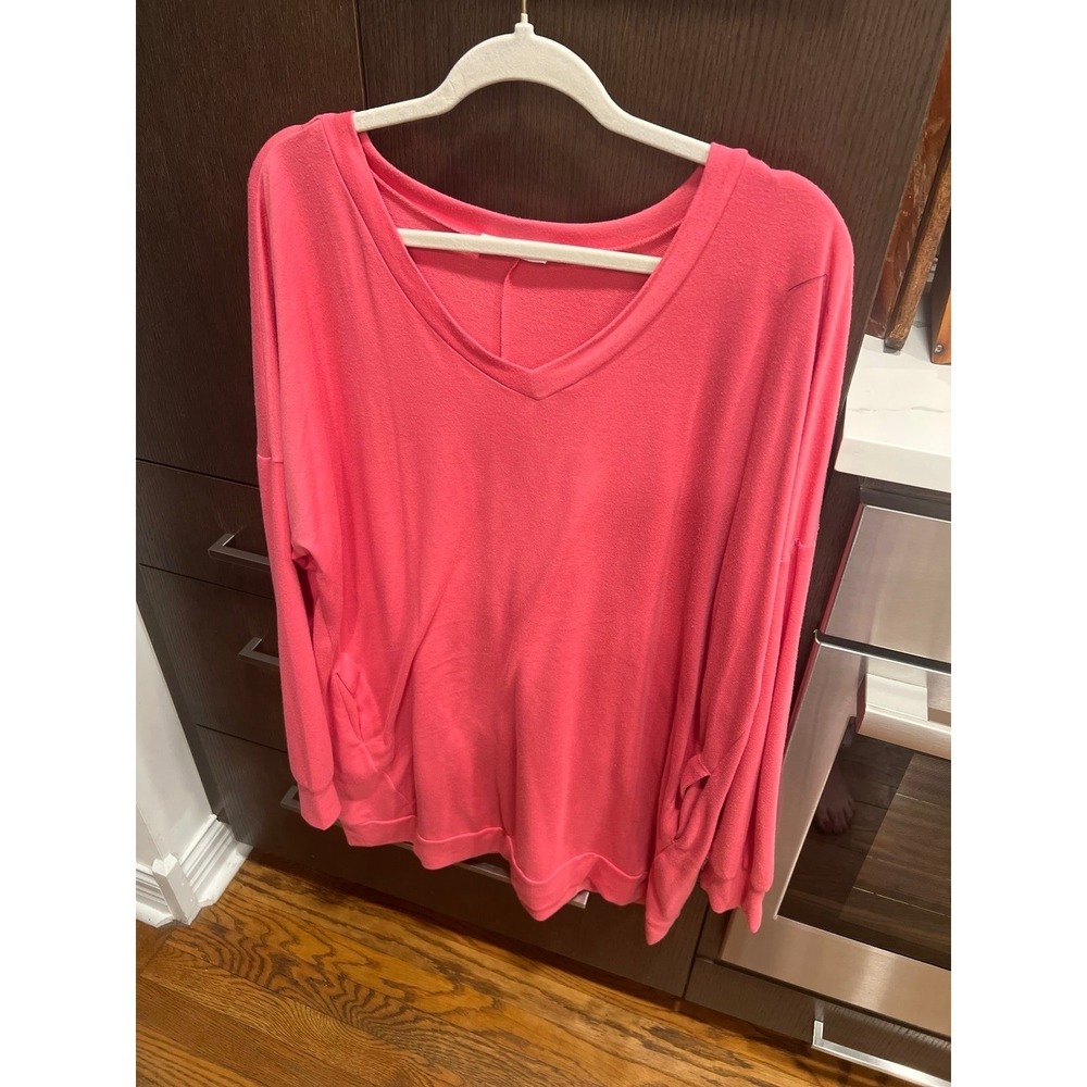 Zenana pink tunic long‎ sleeve shirt women's 1Xl